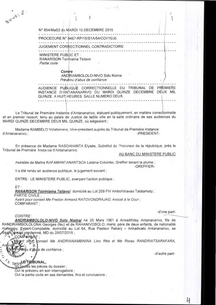 RANDRIARIMALALA Herinavalona de la Cour d’appel d’Antananarivo a dénaturé un écrit et violé l’article 2 de la loi sur la concurrence pour condamner Solo